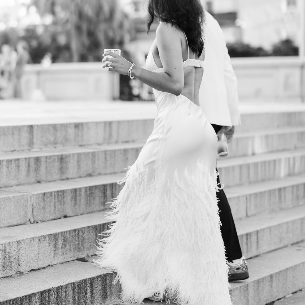 Cult Gaia Raisa Feather Gown Dress Bridal